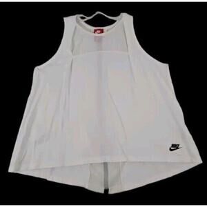 Nike ~Woman Size S~ White Tank Flare Top Yoga Gym Training 100% Cotton.